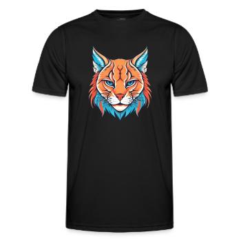 Rotluchs buntes Aquarell Karikatur Kawaii Tier - Männer Funktions-T-Shirt - Schwarz - Vorne - AI Model Male 178 dark (178cm)