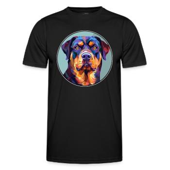 Rottweiler Dog Stained Glass Colorful Cartoon Kawa - Men's Functional T-Shirt - black - Front - AI Model Male 178 dark (178cm)