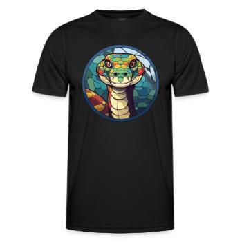 Anaconda Buntglas Bunt Karikatur Kawaii Ani - Männer Funktions-T-Shirt - Schwarz - Vorne - AI Model Male 178 dark (178cm)