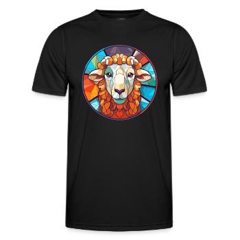 Schaf Buntes Glas Bunte Karikatur Kawaii Tier - Männer Funktions-T-Shirt - Schwarz - Vorne - AI Model Male 178 dark (178cm)