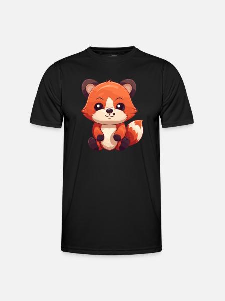 Röd Panda Söt Lycklig Kawaii Tecknad Clipart Djur - Funktions-T-shirt herr - svart