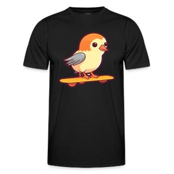 Lustiger Kuckuck Kawaii Cartoon Haustier spielt Skateboard - Männer Funktions-T-Shirt - Schwarz - Vorne - AI Model Male 178 dark (178cm)