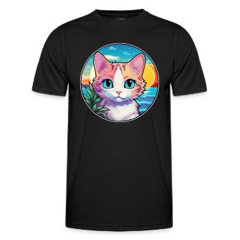 Hantilly Tiffany Chat Aquarelle Dessin animé Kawaii - T-shirt sport Homme - noir - Devant - AI Model Male 178 dark (178cm)