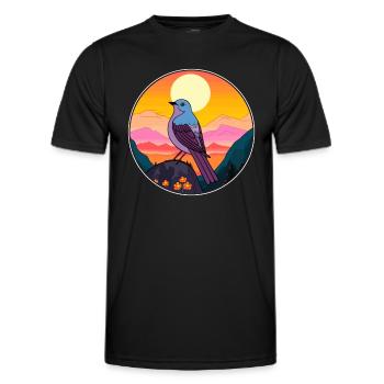 Cuckoo Colorful Watercolor Cartoon Kawaii Animal - Men's Functional T-Shirt - black - Front - AI Model Male 178 dark (178cm)