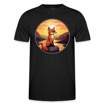 Gelehrter Fuchs Buntes Aquarell Cartoon Kawaii Haustier - Männer Funktions-T-Shirt - Schwarz - Vorne - AI Model Male 178 dark (178cm)