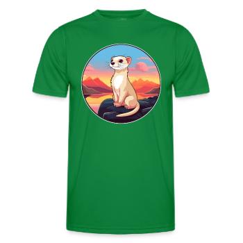 Ferret Colorful Watercolor Cartoon Kawaii Animal - Men's Functional T-Shirt - kelly green - Front - AI Model Male 178 dark (178cm)