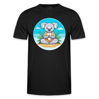 Koala Cartoon Yoga Strand Sommer Illustration - Männer Funktions-T-Shirt - Schwarz - Vorne - AI Model Male 178 dark (178cm)