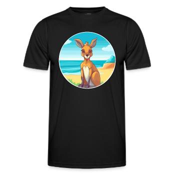 Kangourou aquarelle dessin animé Kawaii Clipart Animal - T-shirt sport Homme - noir - Devant - AI Model Male 178 dark (178cm)