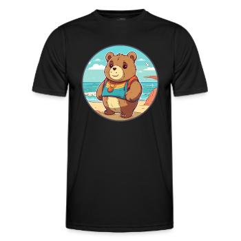 Bear Watercolor Cartoon Kawaii Clipart Animal - Men's Functional T-Shirt - black - Front - AI Model Male 178 dark (178cm)
