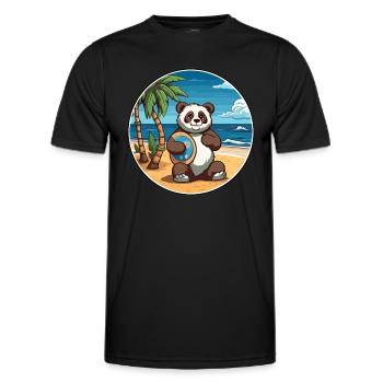 Panda Watercolor Cartoon Kawaii Clipart Animal - Men's Functional T-Shirt - black - Front - AI Model Male 178 dark (178cm)