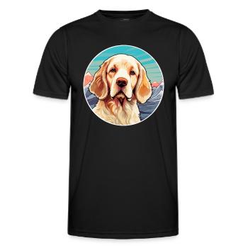 Clumber Spaniel Dog Breed Cartoon Kawaii Watercolo - Men's Functional T-Shirt - black - Front - AI Model Male 178 dark (178cm)