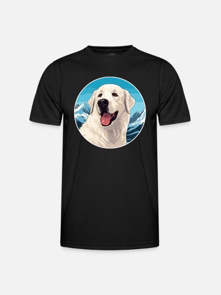 Ungarsk Kuvasz hunderace tegneserie Kawaii Watercol - Funktionsshirt til herrer - sort