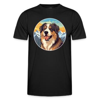 Moscow Watchdog Dog Breed Cartoon Kawaii Watercolo - Men's Functional T-Shirt - black - Front - AI Model Male 178 dark (178cm)