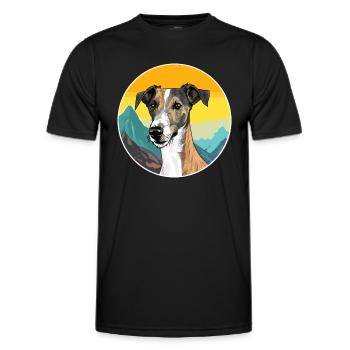Lurcher Hunderasse Karikatur Kawaii Aquarell - Männer Funktions-T-Shirt - Schwarz - Vorne - AI Model Male 178 dark (178cm)