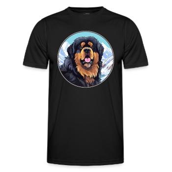 Tibetischer Mastiff Hunderasse Cartoon Kawaii Watercolo - Männer Funktions-T-Shirt - Schwarz - Vorne - AI Model Male 178 dark (178cm)