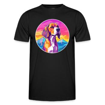 BeagleHarrier Scent Hound Dog Breed Cartoon Kawaii - Men's Functional T-Shirt - black - Front - AI Model Male 178 dark (178cm)