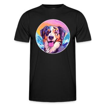 Alano Español chien race dessin animé Kawaii aquarelle - T-shirt sport Homme - noir - Devant - AI Model Male 178 dark (178cm)