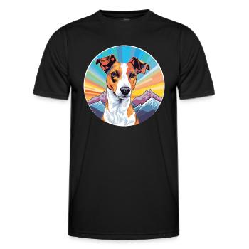 Glatter Foxterrier Hunderasse Cartoon Kawaii Waterc - Männer Funktions-T-Shirt - Schwarz - Vorne - AI Model Male 178 dark (178cm)