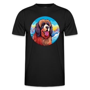 Tibetischer Mastiff Hunderasse Cartoon Kawaii Watercolo - Männer Funktions-T-Shirt - Schwarz - Vorne - AI Model Male 178 dark (178cm)