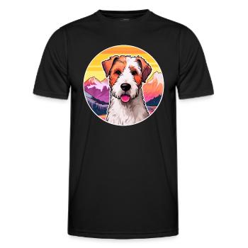 Draht Foxterrier Hunderasse Karikatur Kawaii Watercol - Männer Funktions-T-Shirt - Schwarz - Vorne - AI Model Male 178 dark (178cm)