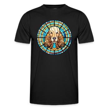 Corded Poodle Dog Breed Stained Glass Colorful Wat - Men's Functional T-Shirt - black - Front - AI Model Male 178 dark (178cm)