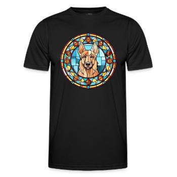 Berger d’Europe de l’Est chien race vitrail Col - T-shirt sport Homme - noir - Devant - AI Model Male 178 dark (178cm)
