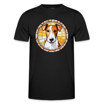 Foxterrier Glatte Hunderasse Buntglas Colorfu - Männer Funktions-T-Shirt - Schwarz - Vorne - AI Model Male 178 dark (178cm)