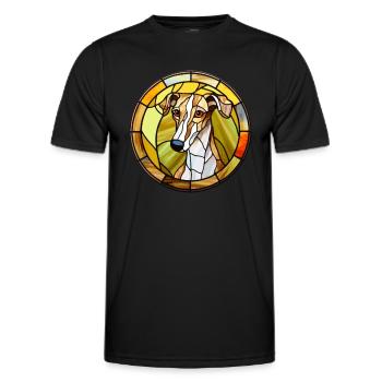 Lurcher chien race vitrail coloré Watercolo - T-shirt sport Homme - noir - Devant - AI Model Male 178 dark (178cm)