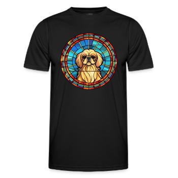 Pékin chien race vitrail coloré Waterco - T-shirt sport Homme - noir - Devant - AI Model Male 178 dark (178cm)