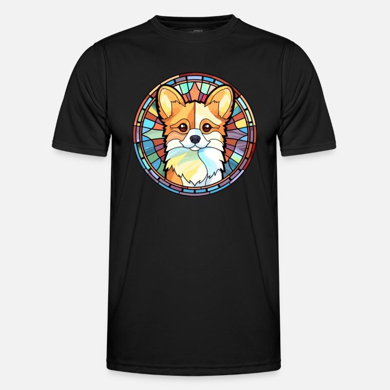 Spitz Hunderasse Buntes Aquarell - Männer Funktions-T-Shirt - Schwarz