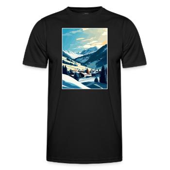 Saalbach Autriche Vintage voyage affiche Souvenir - T-shirt sport Homme - noir - Devant - AI Model Male 178 dark (178cm)