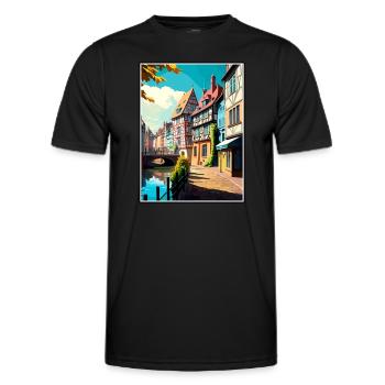 Colmar France Vintage Travel Poster WPA Souvenir - Men's Functional T-Shirt - black - Front - AI Model Male 178 dark (178cm)