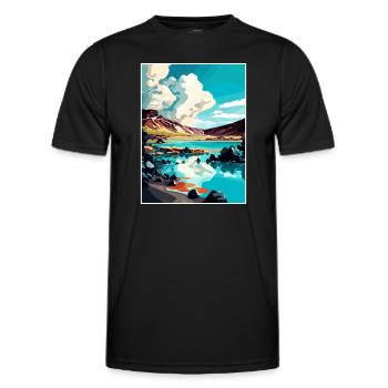 Blue Lagoon Islande Vintage voyage affiche Souvenir - T-shirt sport Homme - noir - Devant - AI Model Male 178 dark (178cm)