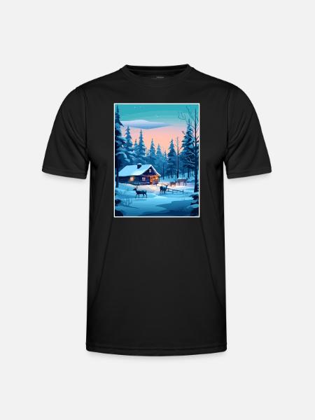Lapland Finland Island Vintage matkailujuliste WPA - Miesten tekninen t-paita - musta