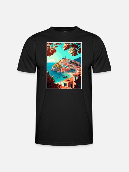 Parga Grækenland Dekoration Vintage Rejseplakat WPA - Funktionsshirt til herrer - sort