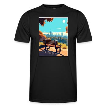Hampstead Heath London Skyline Travel Poster - Men's Functional T-Shirt - black - Front - AI Model Male 178 dark (178cm)
