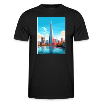 The Shard London England Vintage Travel Poster WPA - Men's Functional T-Shirt - black - Front - AI Model Male 178 dark (178cm)