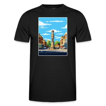Leighton Buzzard England Vintage Travel Poster WPA - Men's Functional T-Shirt - black - Front - AI Model Male 178 dark (178cm)