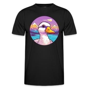 Canard Aquarelle Dessin Animé Kawaii Animal De Compagnie Coloré - T-shirt sport Homme - noir - Devant - AI Model Male 178 dark (178cm)