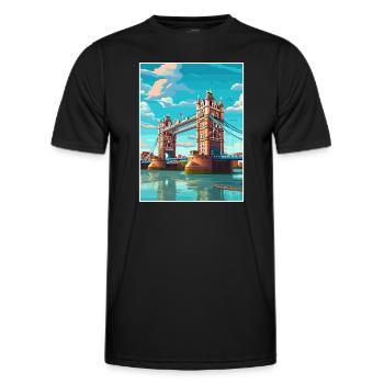 Tower Bridge England Vintage Reiseposter WPA Kunst - Männer Funktions-T-Shirt - Schwarz - Vorne - AI Model Male 178 dark (178cm)