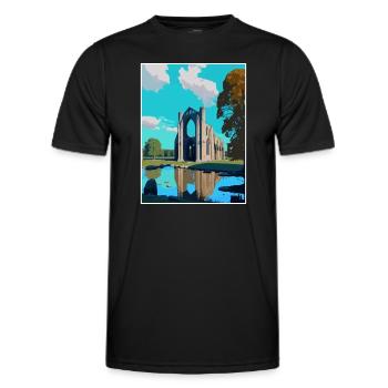 Bolton Abbey England Vintage Reiseposter WPA Kunst - Männer Funktions-T-Shirt - Schwarz - Vorne - AI Model Male 178 dark (178cm)