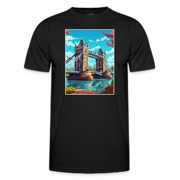 Tower Bridge England Vintage Reiseposter WPA Kunst - Männer Funktions-T-Shirt - Schwarz - Vorne - AI Model Male 178 dark (178cm)