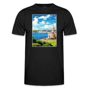 Plymouth Angleterre Vintage voyage affiche Souvenir - T-shirt sport Homme - noir - Devant - AI Model Male 178 dark (178cm)