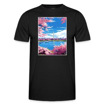 Washington Dc Vereinigte Staaten Vintage Reiseposter - Männer Funktions-T-Shirt - Schwarz - Vorne - AI Model Male 178 dark (178cm)