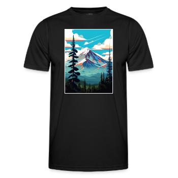 Shasta Trinity National Forest Travel Poster - Men's Functional T-Shirt - black - Front - AI Model Male 178 dark (178cm)