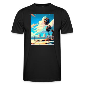 Long Beach Kalifornien Cali Vintage Reiseposter - Männer Funktions-T-Shirt - Schwarz - Vorne - AI Model Male 178 dark (178cm)