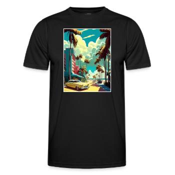 South Beach Florida Vintage Travel Poster Souvenir - Men's Functional T-Shirt - black - Front - AI Model Male 178 dark (178cm)