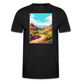 Mount Scott Texas Vintage Reiseposter Souvenir - Männer Funktions-T-Shirt - Schwarz - Vorne - AI Model Male 178 dark (178cm)