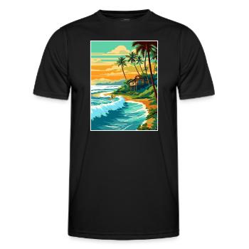 North Shore Hawaii Vintage Travel Poster Souvenir - Men's Functional T-Shirt - black - Front - AI Model Male 178 dark (178cm)