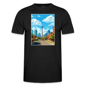 Calgary Canada Vintage Travel Poster WPA Souvenir - Men's Functional T-Shirt - black - Front - AI Model Male 178 dark (178cm)